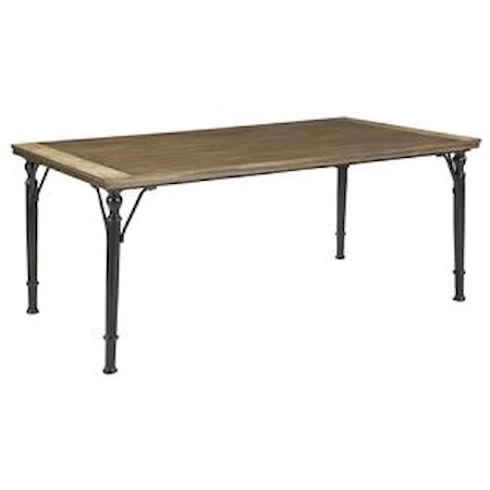 Medium Rustic Brown Rectangular Dining Room Table w/ Metal Legs